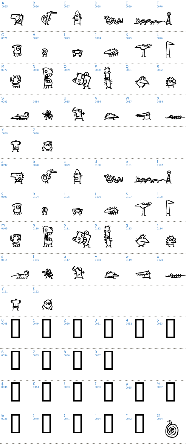 Schriftzeichen Creatures Font