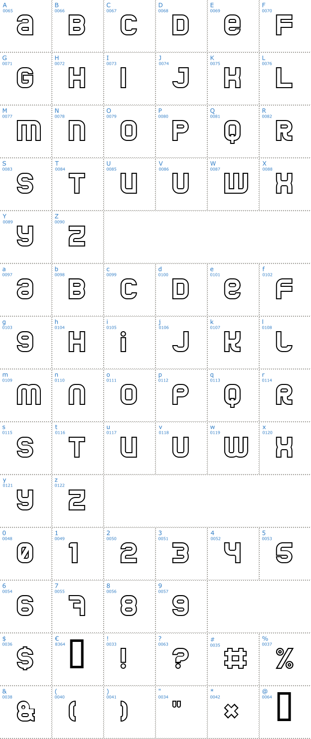 Schriftzeichen Jumbo Outline Font