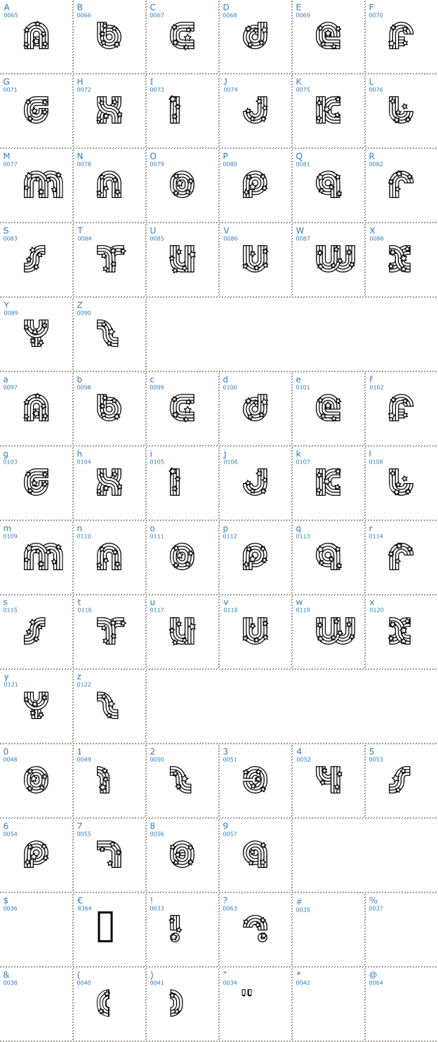 Schriftzeichen Dreamland Stars Font