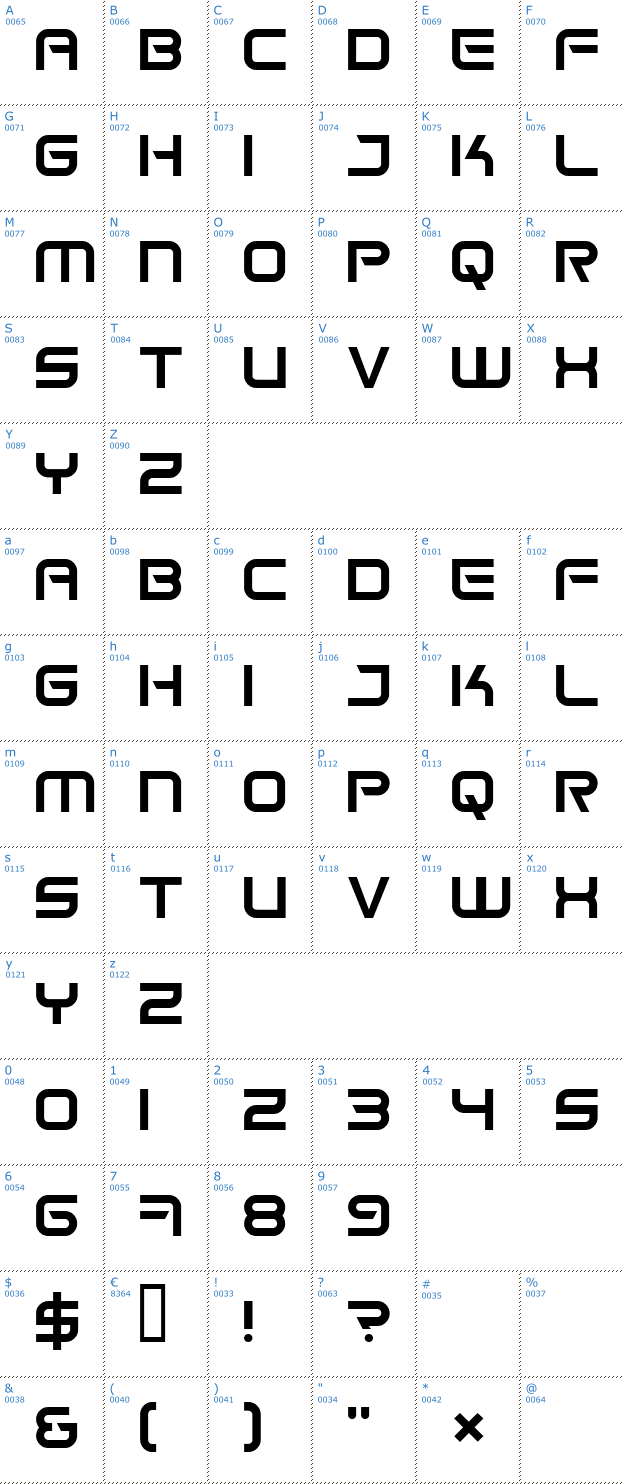 Schriftzeichen Space Frigate Font