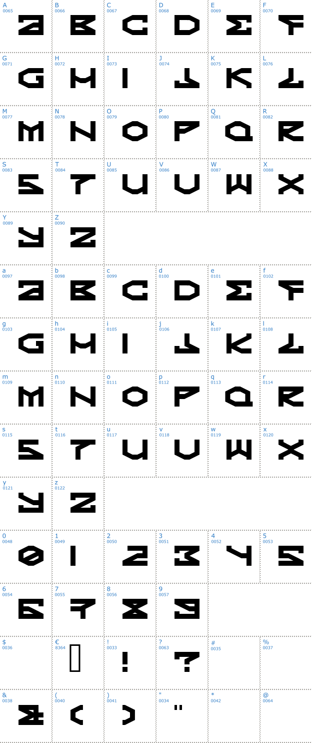 Schriftzeichen Kryptic Font