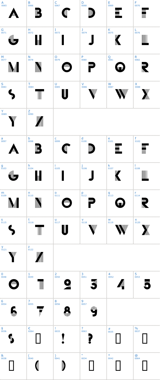 Schriftzeichen Bifur Font