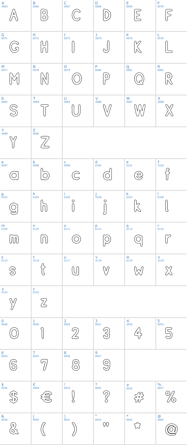 Schriftzeichen ReSiple Bold Outline Font