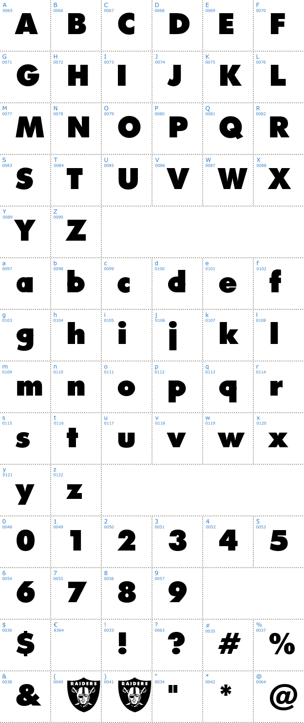 Schriftzeichen Raiders Font