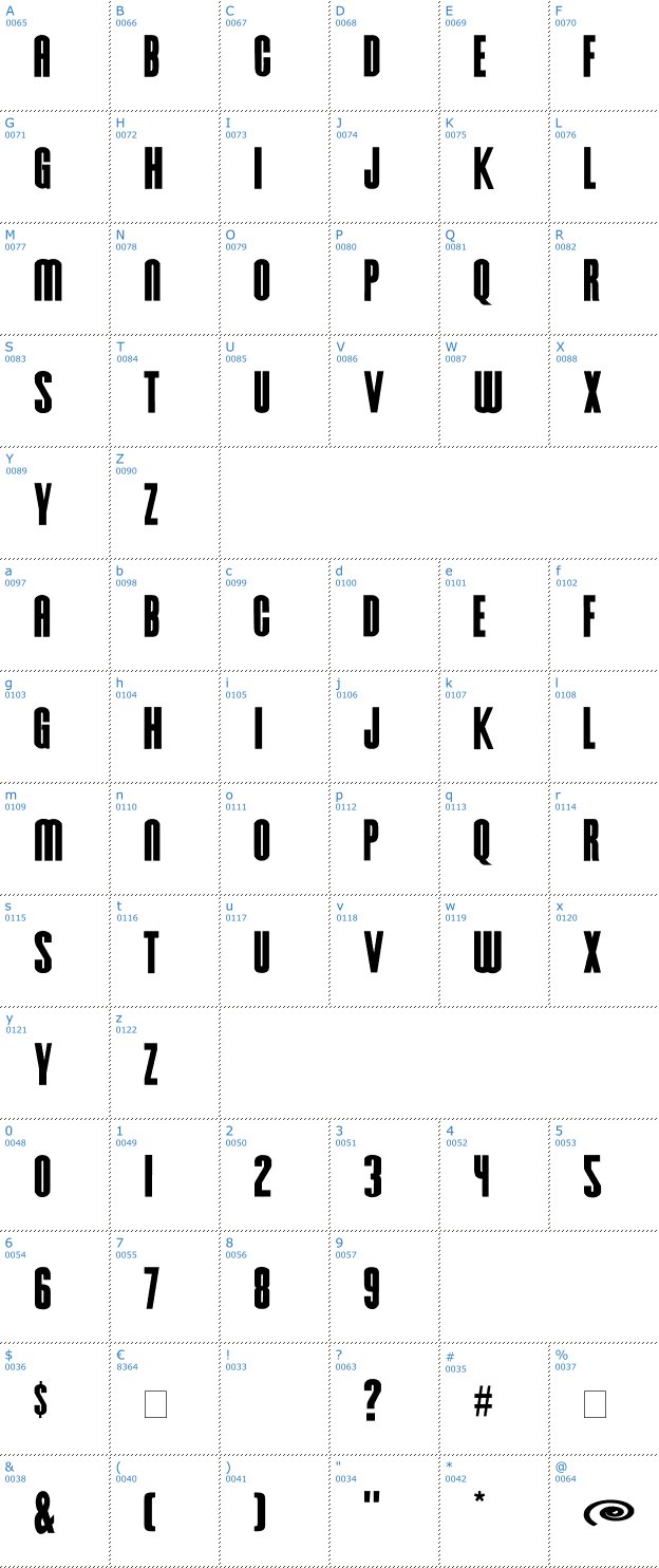 Schriftzeichen Hursheys Font