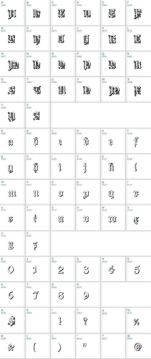 Schriftzeichen Dearest outline Font