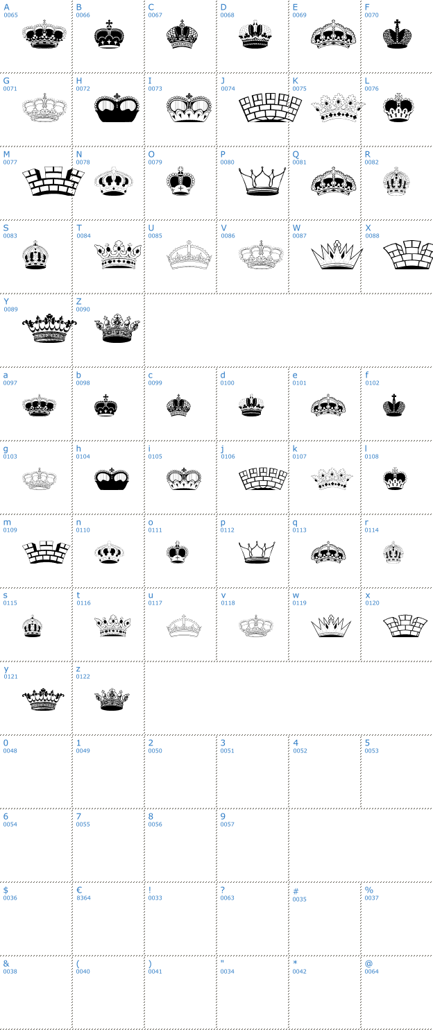Schriftzeichen Intellecta Crowns Font