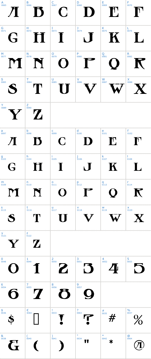 Schriftzeichen Stowaway Font