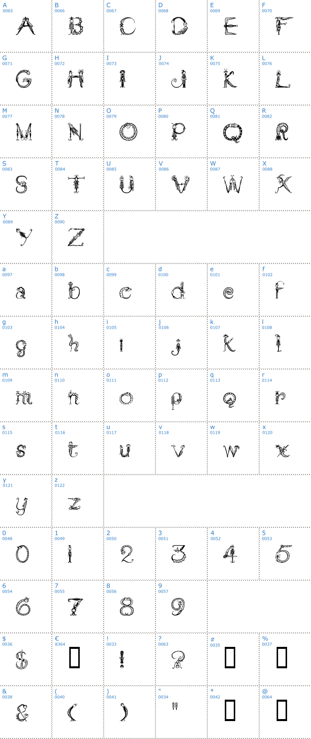 Schriftzeichen Tarantella MF Font