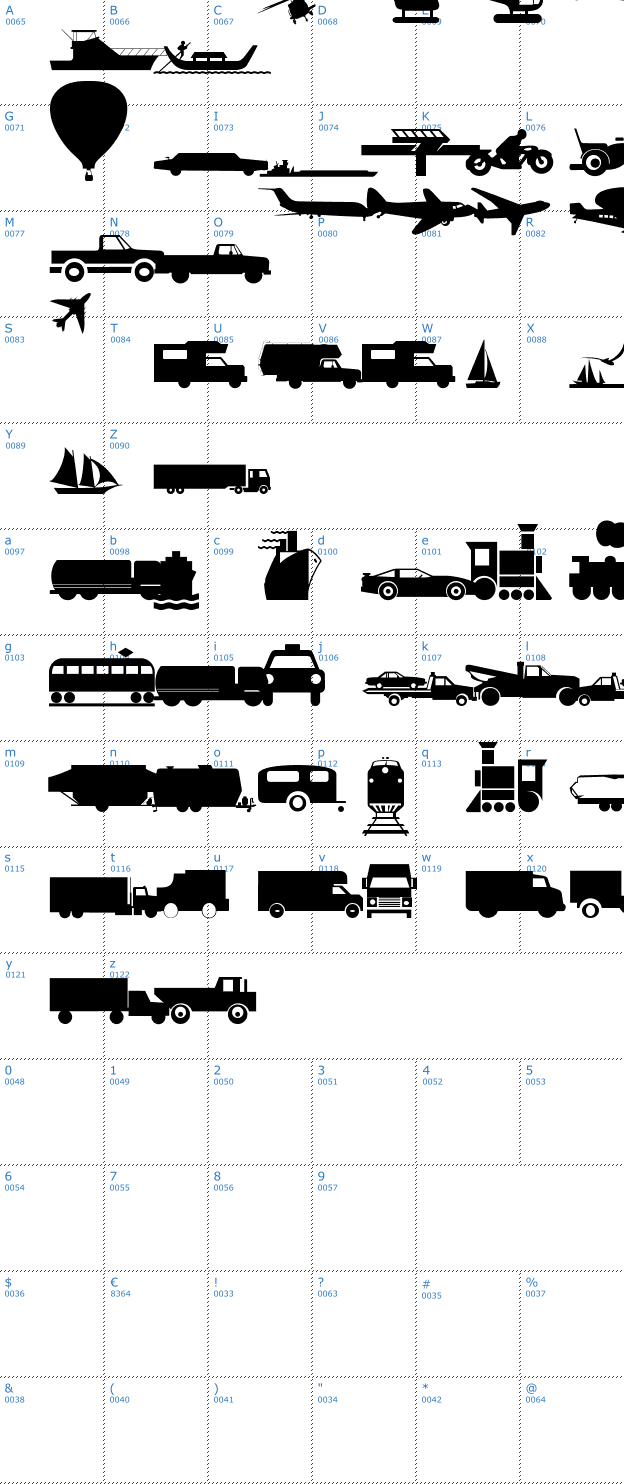 Schriftzeichen Traffic Font