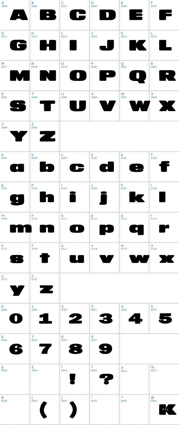 Schriftzeichen MKaputt Expanded Font