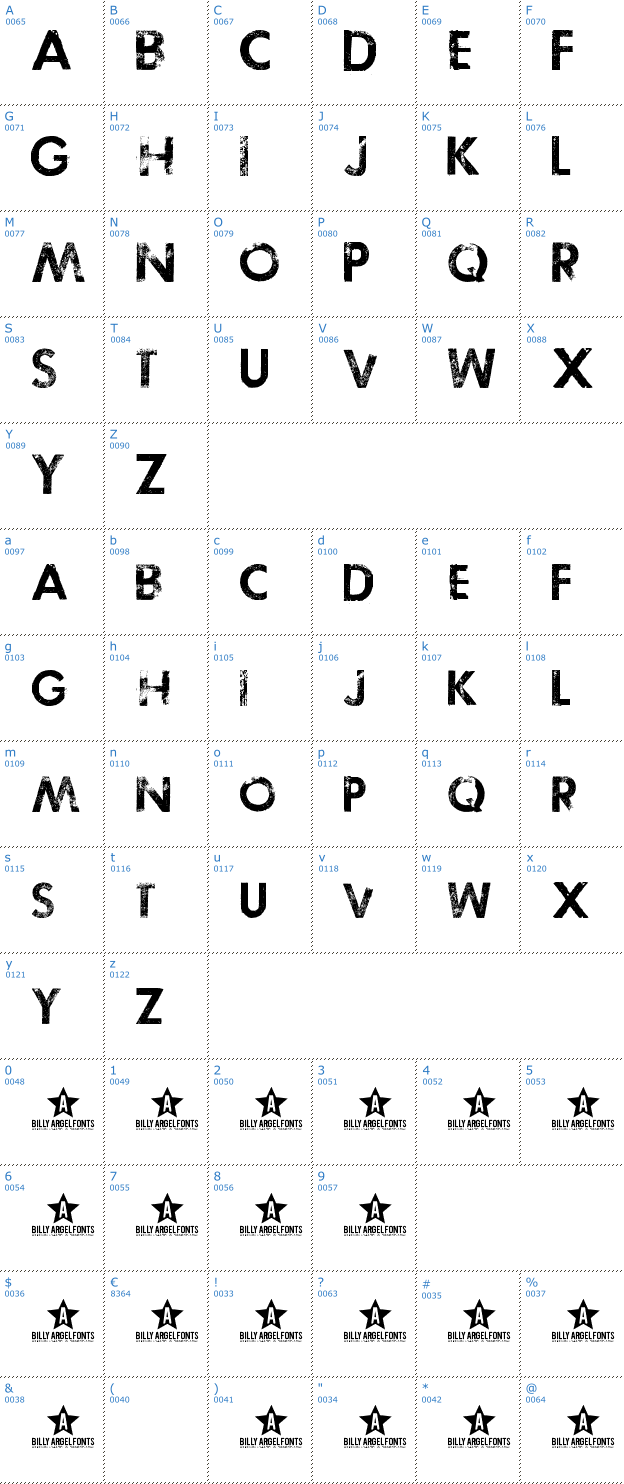 Schriftzeichen Tosca Zero Font