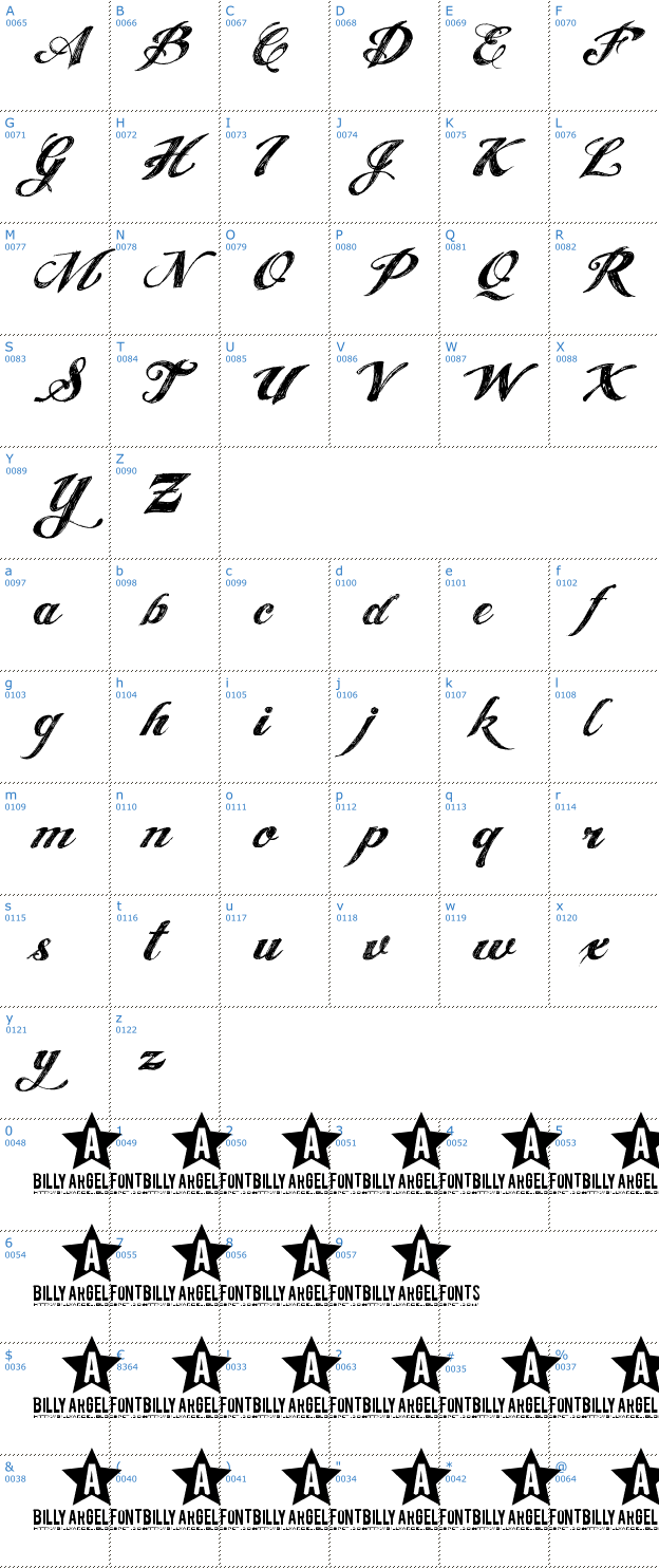 Schriftzeichen Angel Tears Font