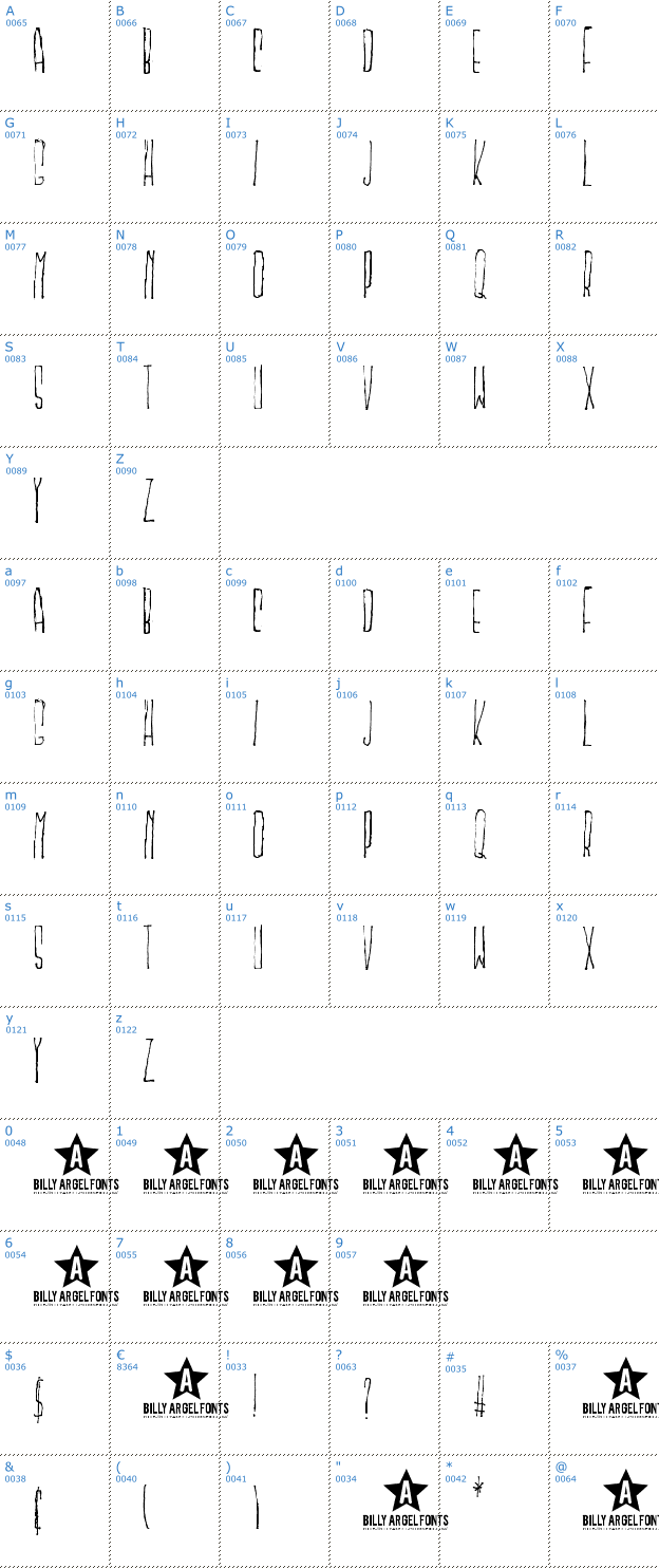 Schriftzeichen Mskitokilla Font