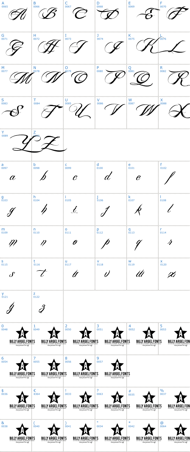 Schriftzeichen Billy Argel Font