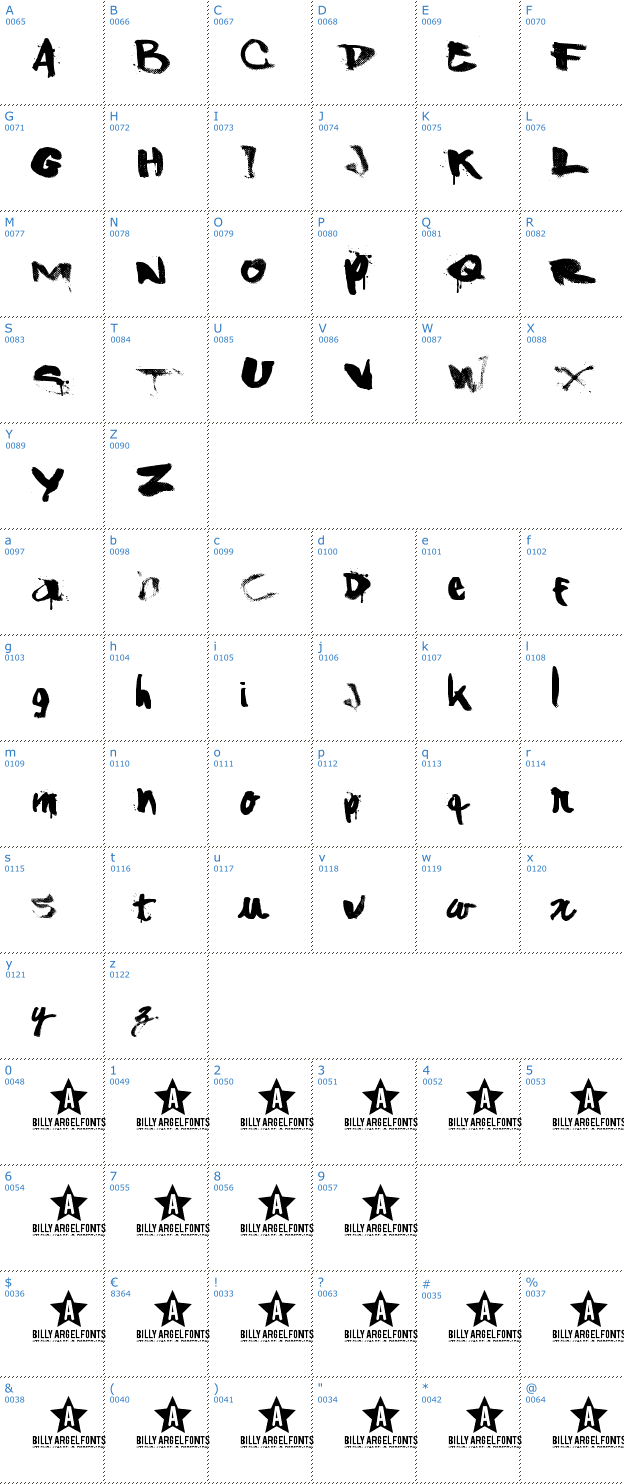 Schriftzeichen Shanked Font
