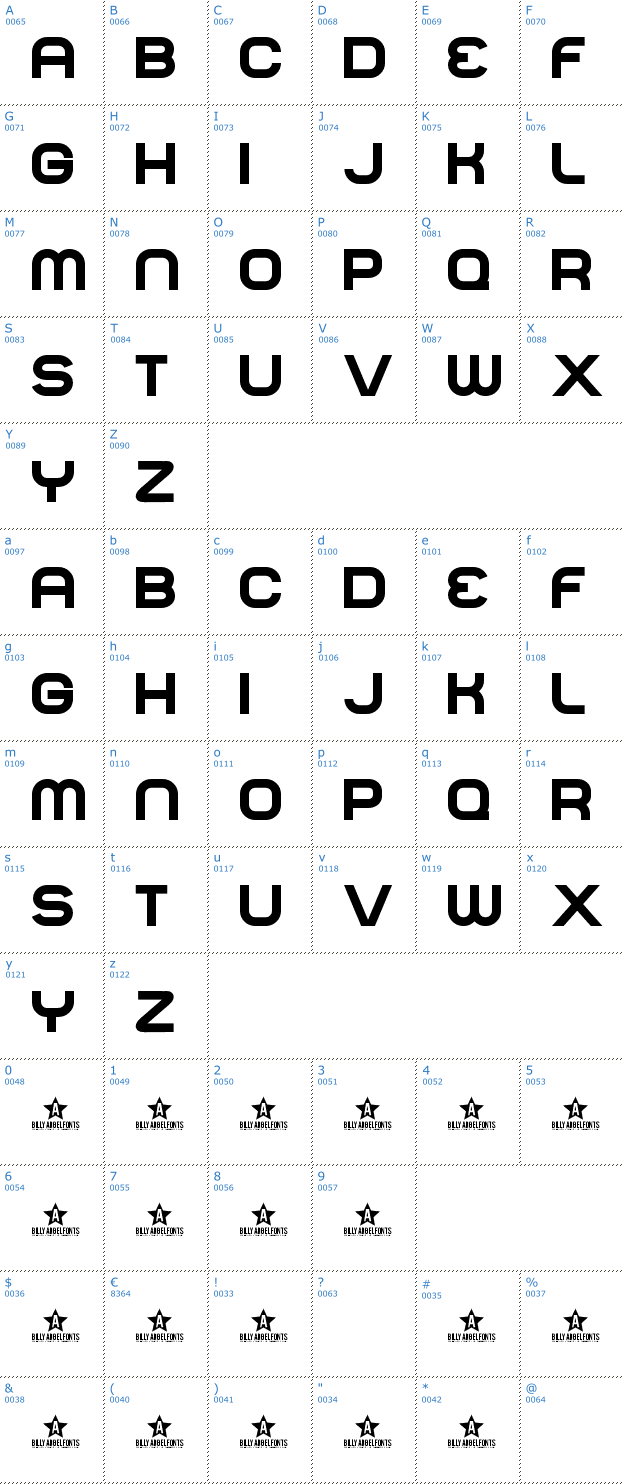 Schriftzeichen Normal Font