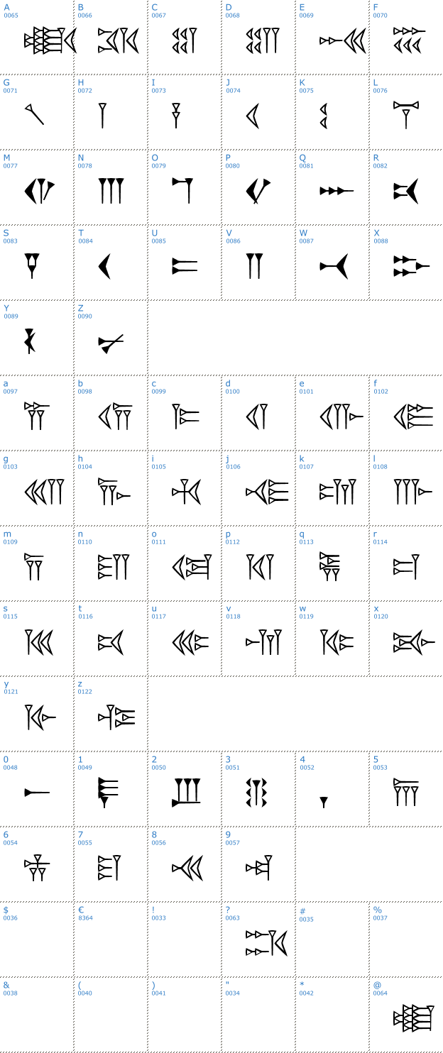 Schriftzeichen Easy Cuneiform Font