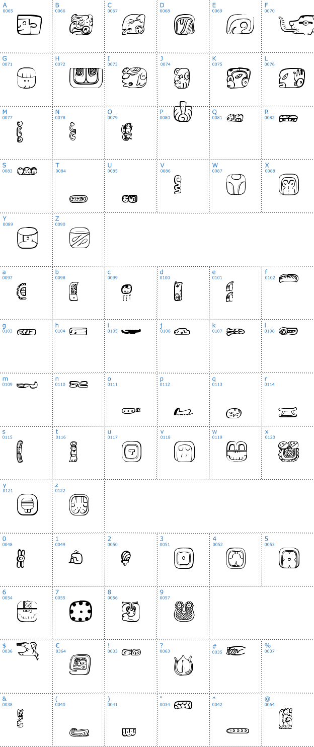 Schriftzeichen Meso America Font