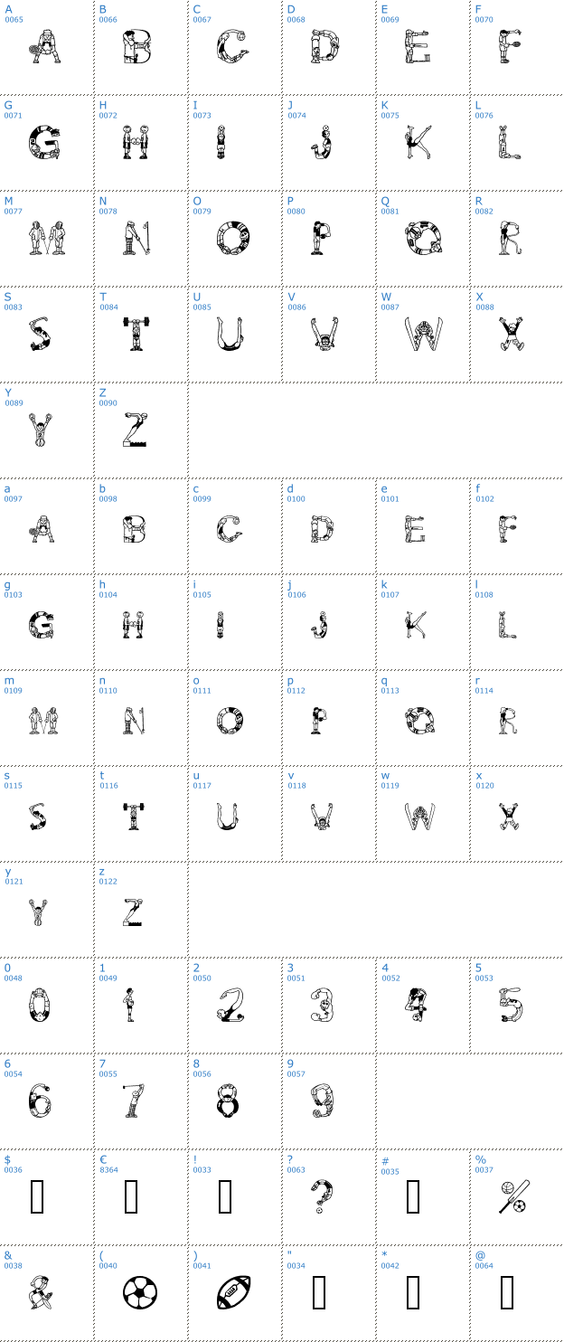 Schriftzeichen Alpha Sports Font