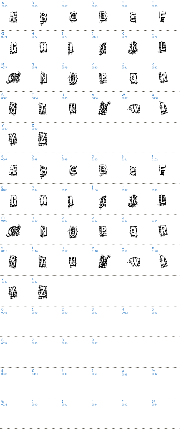 Schriftzeichen VTKS Xtra Font