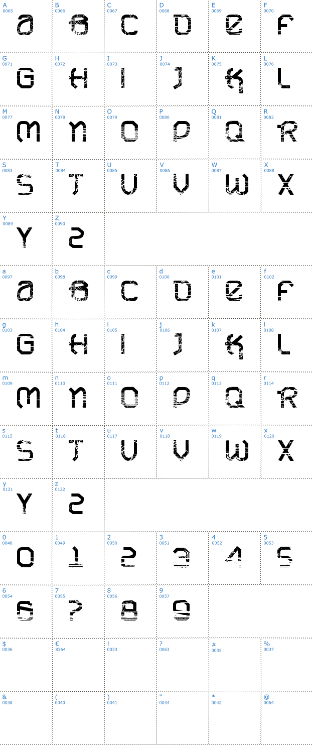 Schriftzeichen VTKS Urban Time Font