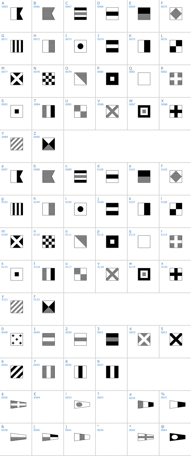 Schriftzeichen Maritime Flags Font