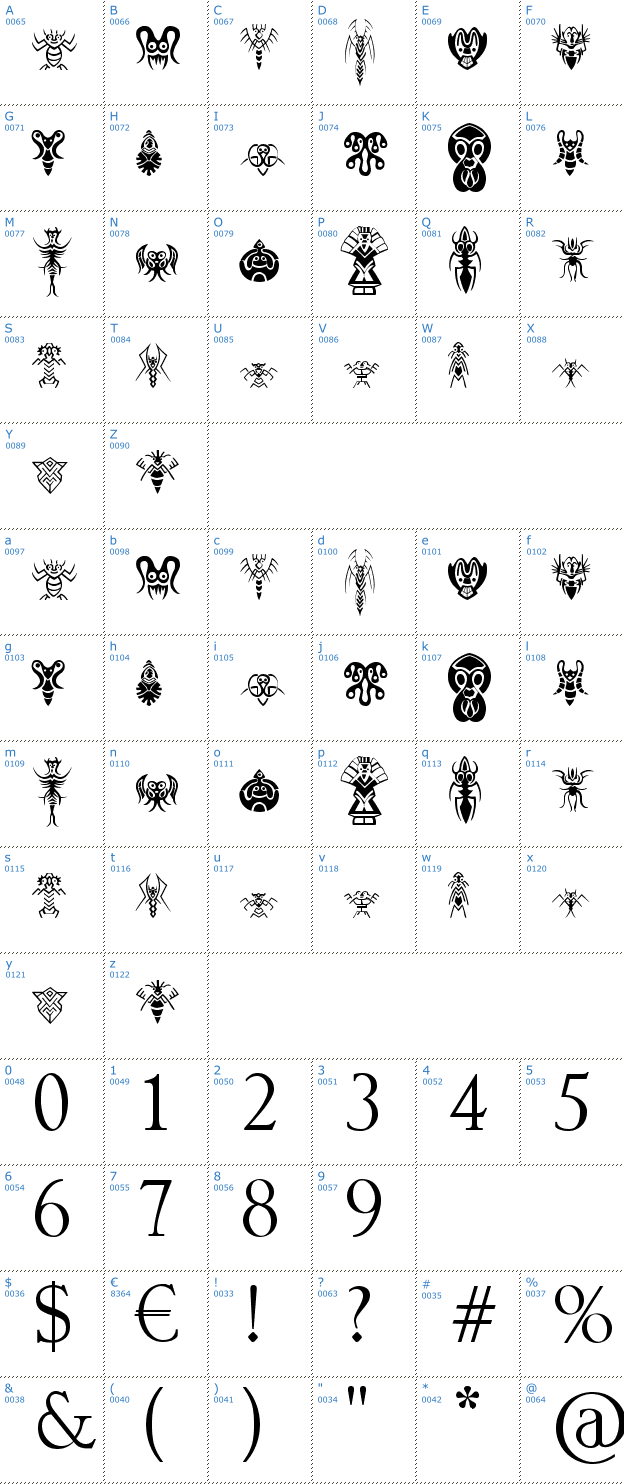 Schriftzeichen Abstract Alien Symbols Font
