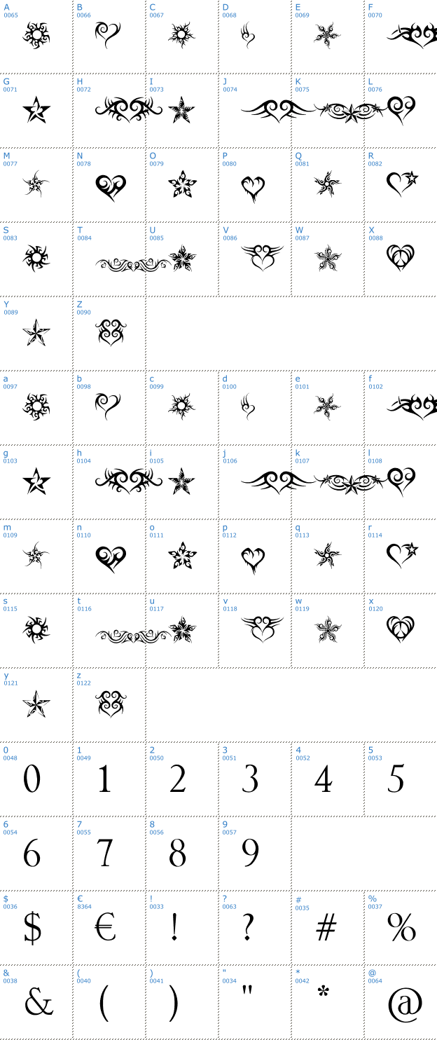 Schriftzeichen Hearts and Stars Font