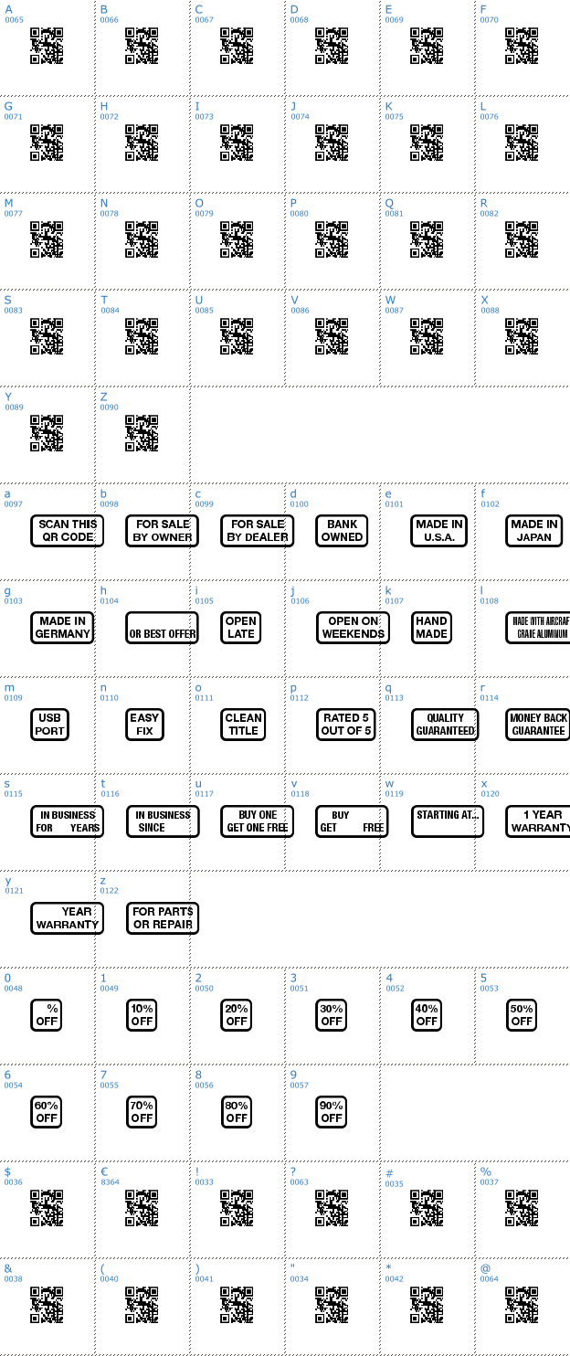 Schriftzeichen Signs for Advertising Font