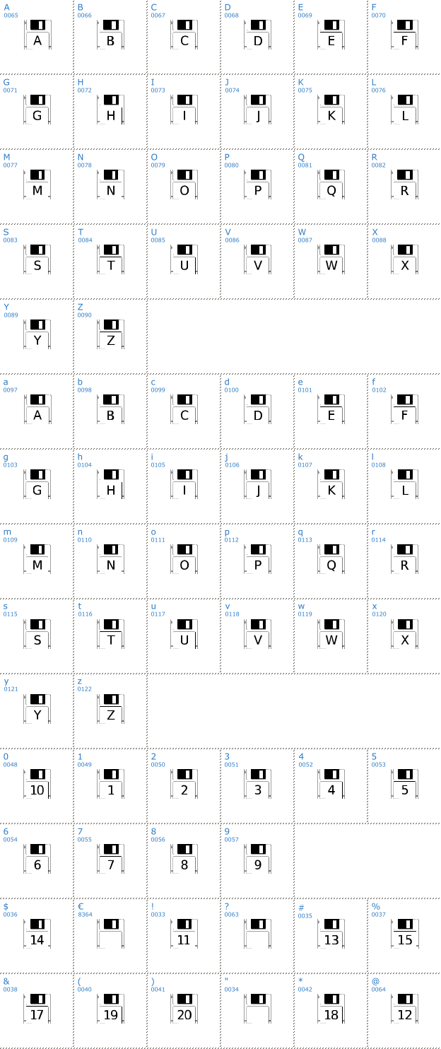 Schriftzeichen Floppy Disk Font