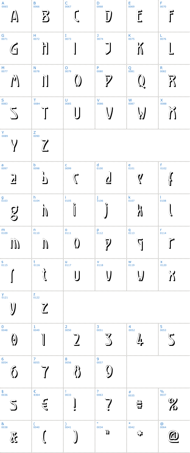 Schriftzeichen Luxembourg 1910 Shadow Font