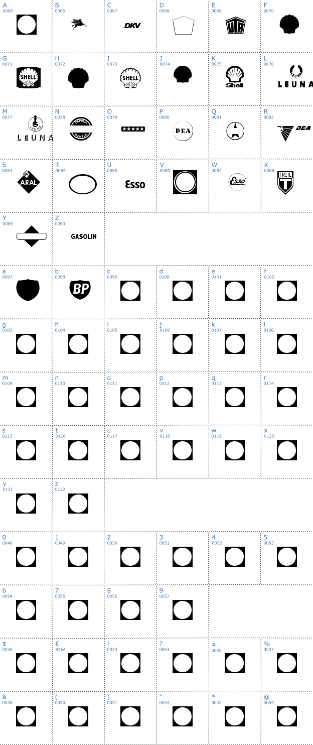 Schriftzeichen Tank Font