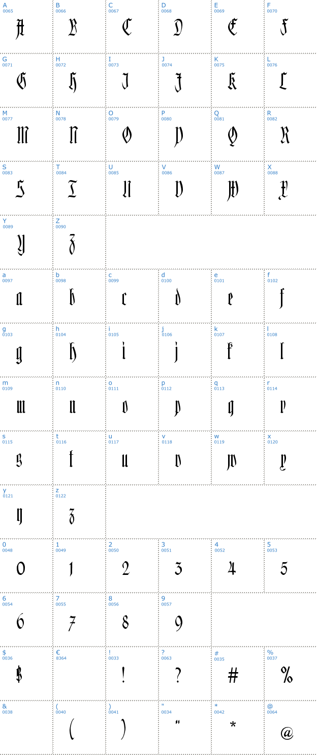 Schriftzeichen Hofstaetten Font