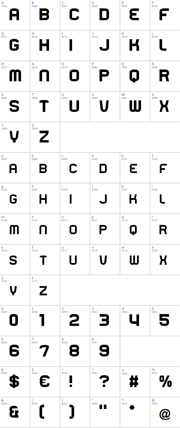 Schriftzeichen Rueck Font