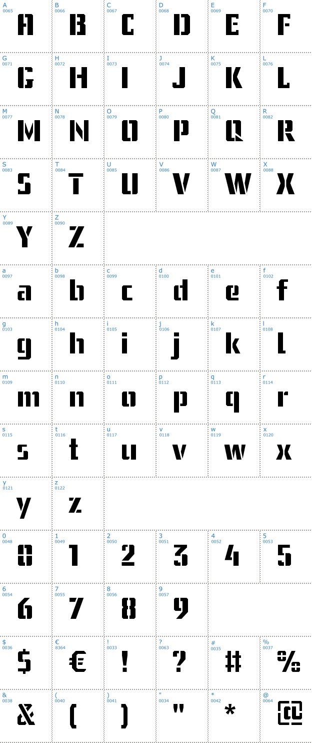 Schriftzeichen USSR Stencil Font