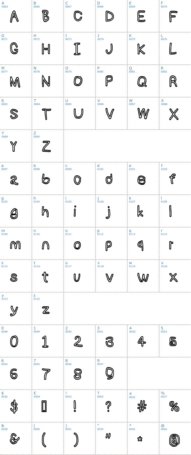 Schriftzeichen NumbBunny Bold Outline Font