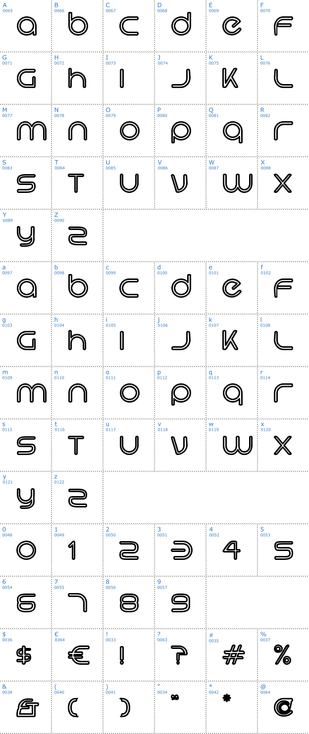 Schriftzeichen Hi. Outline Font