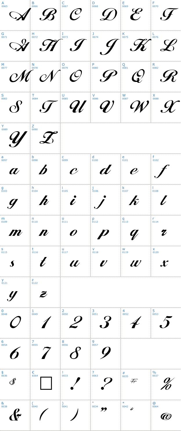 Schriftzeichen Alison Font