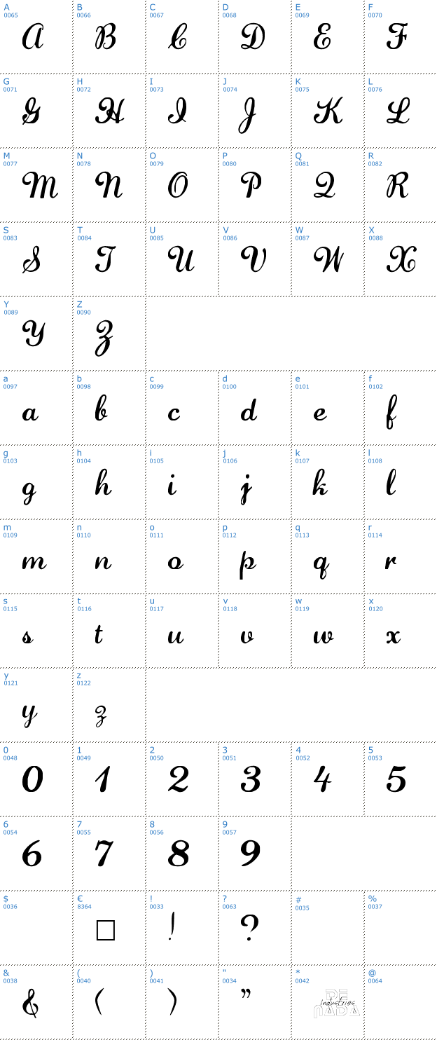 Schriftzeichen Lauren Script Font