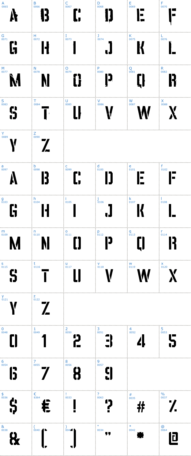 Schriftzeichen Vinca Stencil Font