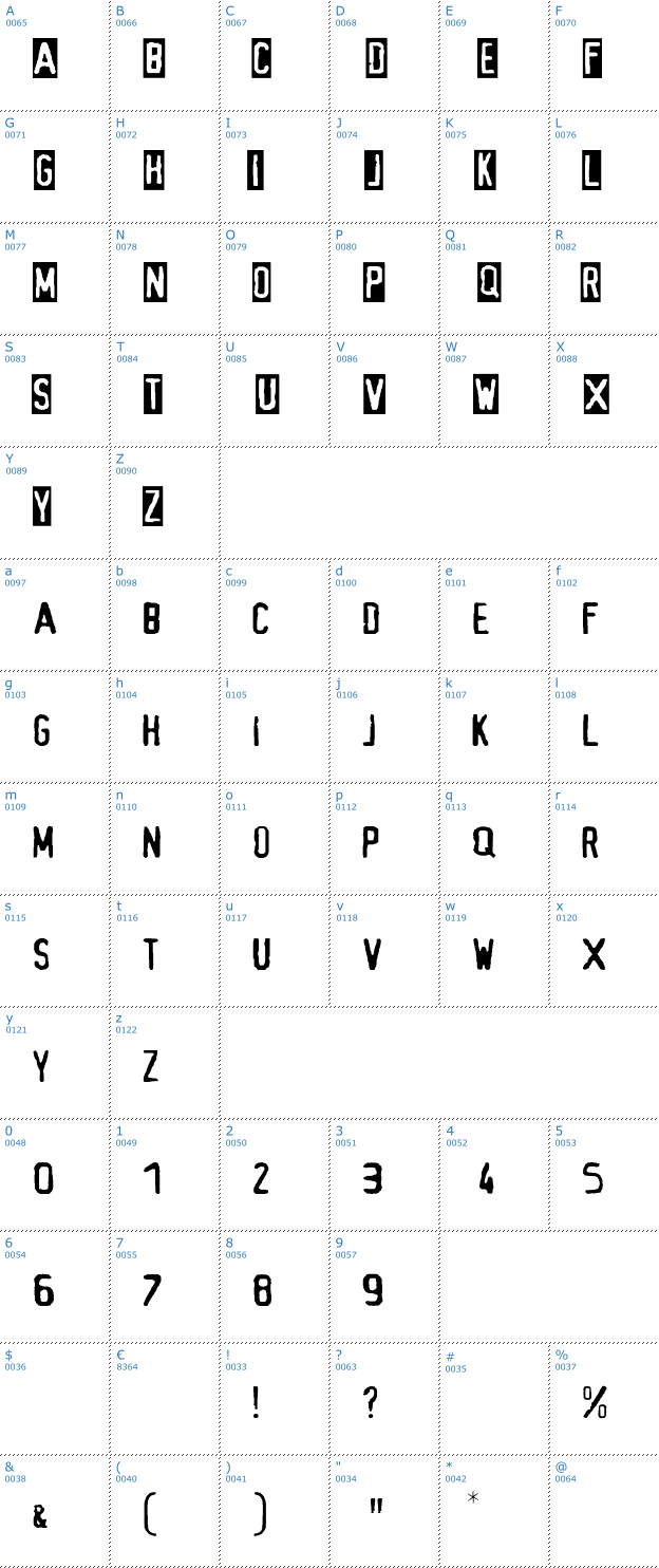 Schriftzeichen Alias Font