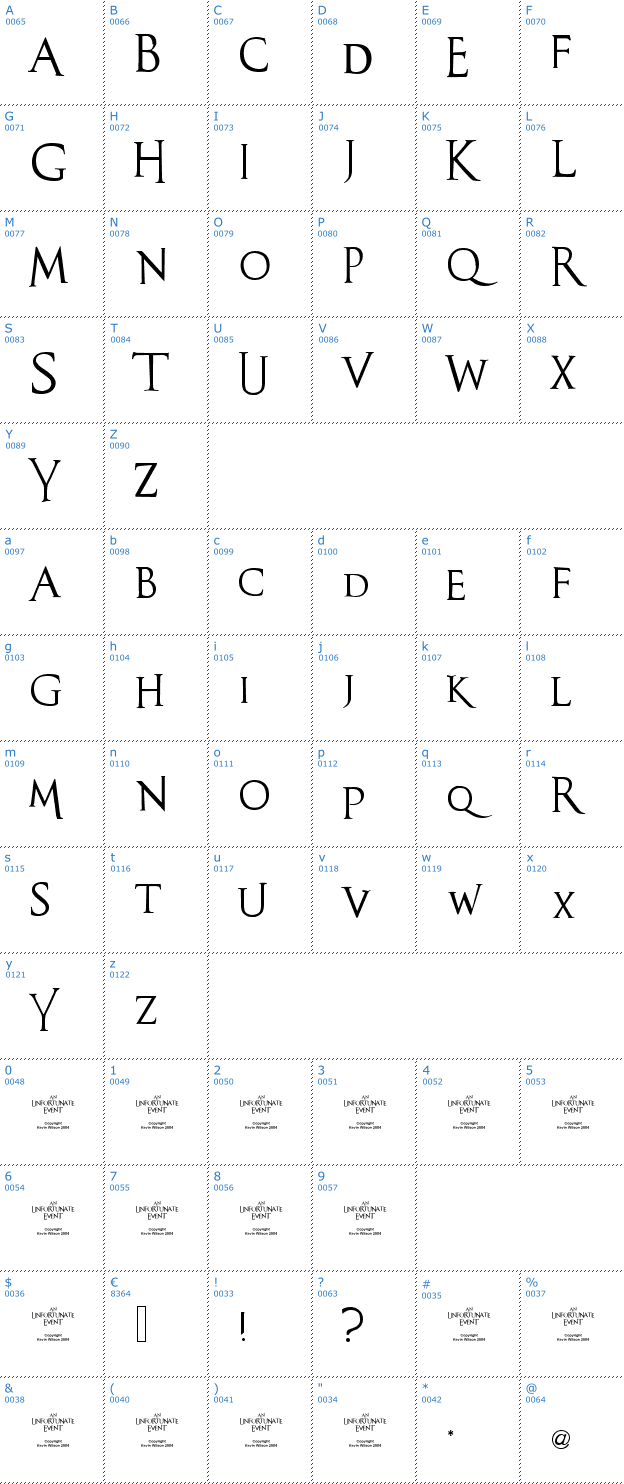 Schriftzeichen An Unfortunate Event Font