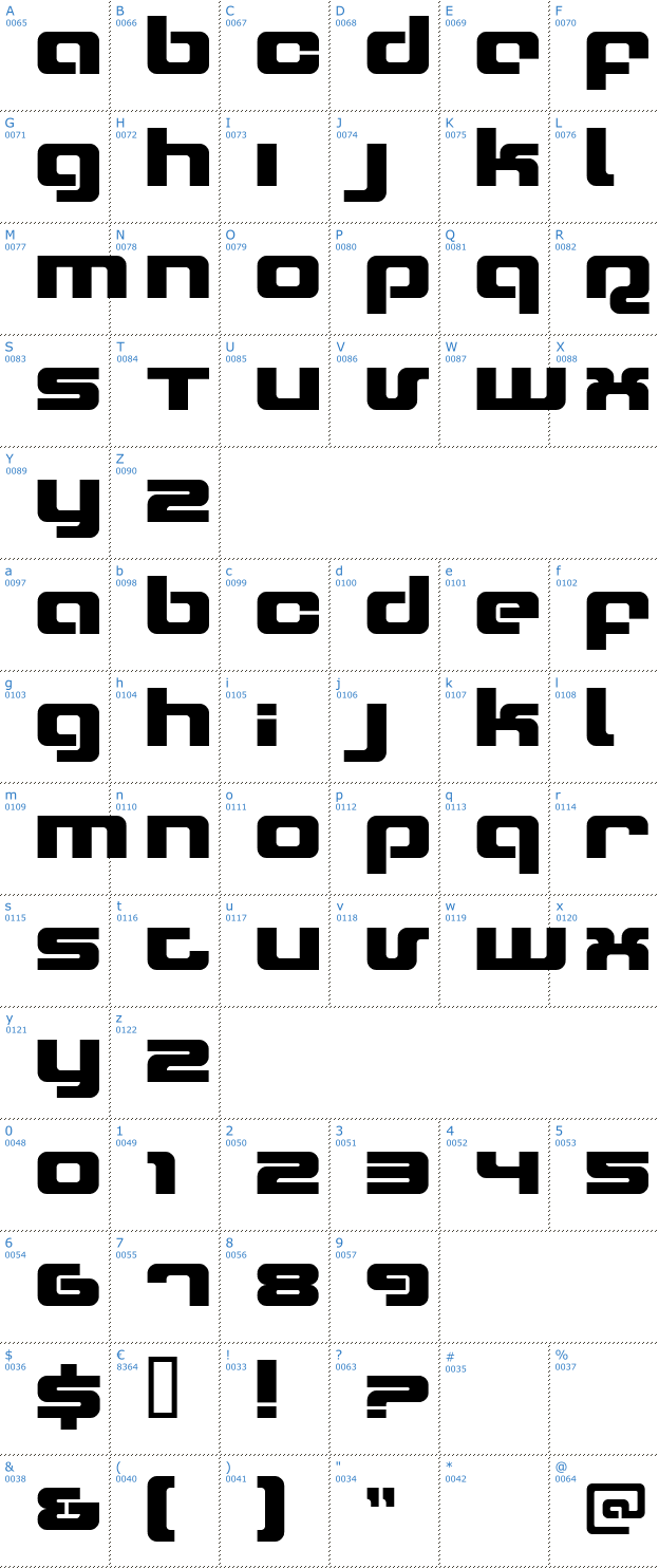 Schriftzeichen xeron Font